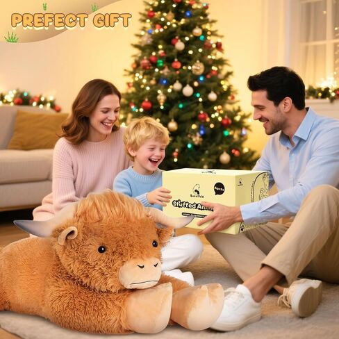 43 inch Giant Highland Cow Stuffed Animal, Lifelike Huge Cow Stuffed Animal for Stress Relief & Companion, Extra Soft Cow Plush, Huge Big Plushies Highland Cows Gifts for Kids Adults in Kuwait