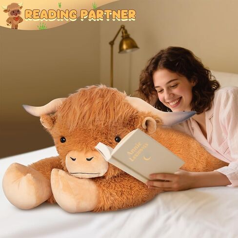 43 inch Giant Highland Cow Stuffed Animal, Lifelike Huge Cow Stuffed Animal for Stress Relief & Companion, Extra Soft Cow Plush, Huge Big Plushies Highland Cows Gifts for Kids Adults in Kuwait