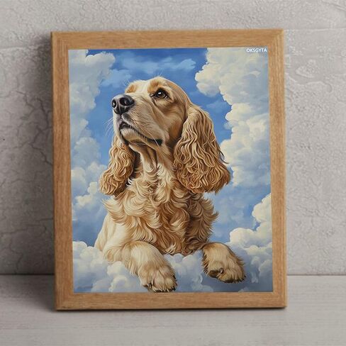 مجموعة الطلاء بالأرقام من OKSGYTA للبالغين المبتدئين، مجموعة طلاء للبالغين من Cocker Spaniel حسب الأرقام على القماش بدون إطار، طلاء زيت أكريليك لطيف على شكل سحابة السماء بالأرقام لهدية ديكور المنزل مقاس 16 × 20 بوصة in Kuwait