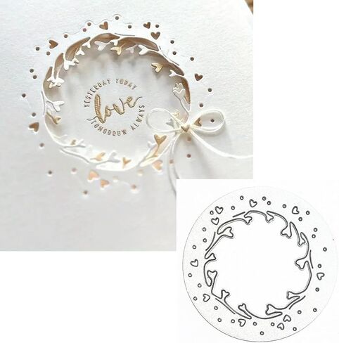 Heart Wreath Metal Die Cuts,Valentines Love Circle Frame Wedding Cutting Dies Cut Stencils Template for DIY Photo Decorative Embossing Paper Dies for Scrapbooking Card Making in Saudi Arabia