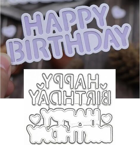 Happy Birthday Letter Metal Die Cuts, Words HappyBirthday Heart Frame Cutting Dies Cut Stencils for DIY Photo Decorative Embossing Paper Dies for Scrapbooking Card Making in Saudi Arabia