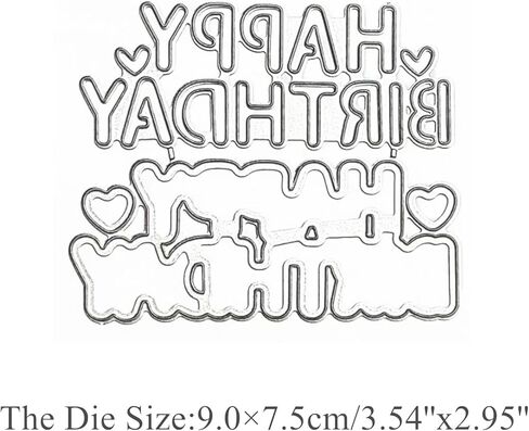 Happy Birthday Letter Metal Die Cuts, Words HappyBirthday Heart Frame Cutting Dies Cut Stencils for DIY Photo Decorative Embossing Paper Dies for Scrapbooking Card Making in Saudi Arabia