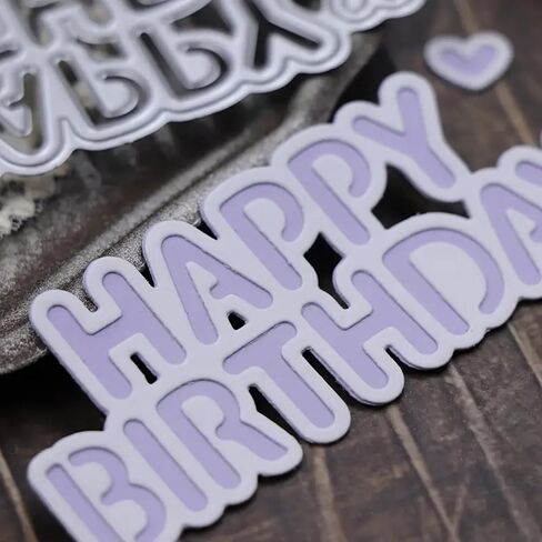 Happy Birthday Letter Metal Die Cuts, Words HappyBirthday Heart Frame Cutting Dies Cut Stencils for DIY Photo Decorative Embossing Paper Dies for Scrapbooking Card Making in Saudi Arabia