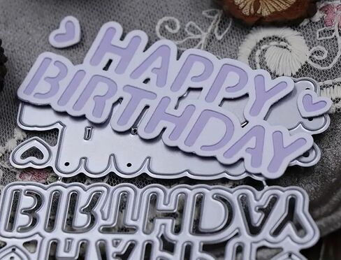 Happy Birthday Letter Metal Die Cuts, Words HappyBirthday Heart Frame Cutting Dies Cut Stencils for DIY Photo Decorative Embossing Paper Dies for Scrapbooking Card Making in Saudi Arabia