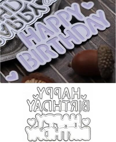 Happy Birthday Letter Metal Die Cuts, Words HappyBirthday Heart Frame Cutting Dies Cut Stencils for DIY Photo Decorative Embossing Paper Dies for Scrapbooking Card Making in Saudi Arabia
