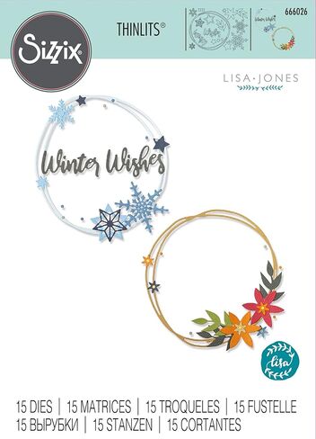 Sizzix Thinlits Die Set 15PK Winter Wreath by Lisa Jones | 666026 | Chapter 4 2022 Wafer, Grey in Saudi Arabia