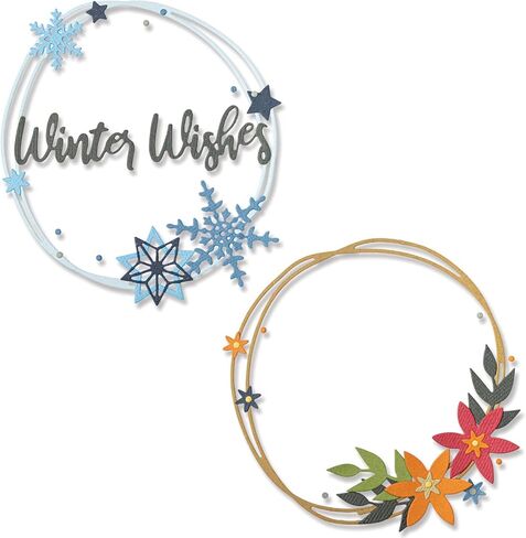 Sizzix Thinlits Die Set 15PK Winter Wreath by Lisa Jones | 666026 | Chapter 4 2022 Wafer, Grey in Saudi Arabia