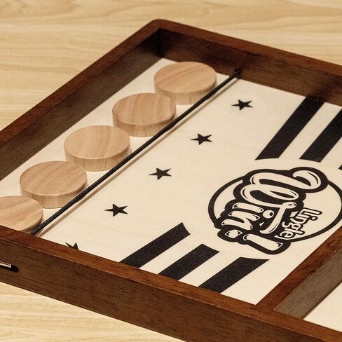 Sling Puck Game - 16.5 Inch Premium Solid Wood Board Game, Luxurious Sling Puck Battle for Fun-Filled Family Nights or Friends Parties, Classic Competitive Desktop Game in Saudi Arabia