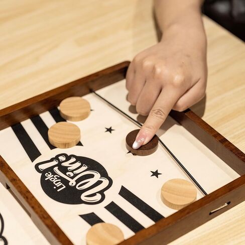 Sling Puck Game - 16.5 Inch Premium Solid Wood Board Game, Luxurious Sling Puck Battle for Fun-Filled Family Nights or Friends Parties, Classic Competitive Desktop Game in Saudi Arabia