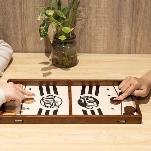 Sling Puck Game - 16.5 Inch Premium Solid Wood Board Game, Luxurious Sling Puck Battle for Fun-Filled Family Nights or Friends Parties, Classic Competitive Desktop Game in Saudi Arabia
