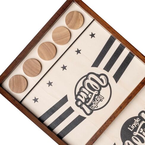 Sling Puck Game - 16.5 Inch Premium Solid Wood Board Game, Luxurious Sling Puck Battle for Fun-Filled Family Nights or Friends Parties, Classic Competitive Desktop Game in Saudi Arabia