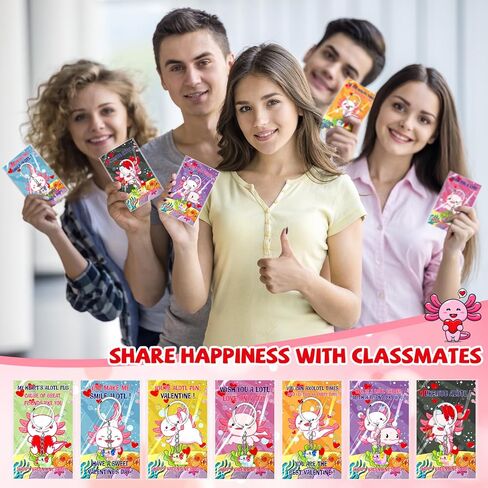 HyDren 28 Sets Valentine Axolotl Gifts for Kids Axolotl Keychains with Cards Gift for Valentine School Classroom Exchange Party Favors(Clear,Light Color) in Saudi Arabia