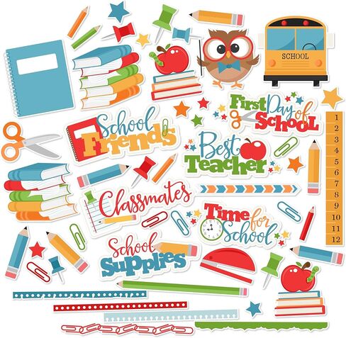 Paper Die Cuts - School Days - Over 60 Cardstock Scrapbook Die Cuts - by Miss Kate Cuttables in Saudi Arabia