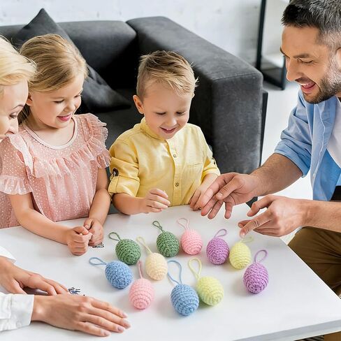 زينة بيضة عيد الفصح، مجموعة زينة عيد الفصح من الغزل الملون 12 قطعة، بيضة معلقة لعيد الفصح لتزيين حفلات عطلة الربيع in Kuwait