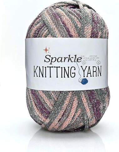 Sparkly Variegated Yarn for Crocheting-3 Pack of 100g/3.53oz-#4 Worsted (Medium)-Polyester Silver Metallic Blend Colorful Knitting Yarn for Handmade DIY Crafts-Green Ombre in Saudi Arabia