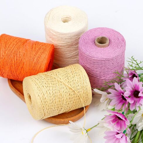 خيوط الرافية من CAMAL مقاس 2 مم × 328 ياردة للكروشيه، شريط ورق الرافية المضفر بطبقتين لتغليف الهدايا، سلسلة الرافية الناعمة لورد الكروشيه، القبعات، حقائب اليد، الحرف اليدوية اليدوية (قهوة خفيفة) in Kuwait