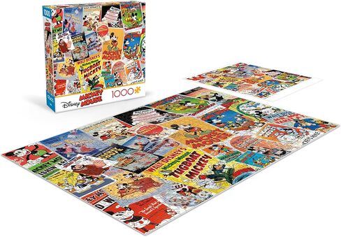 Ceaco - Vintage Mickey Mouse Poster Collage 1000 Piece Jigsaw Puzzle Challenging and Colorful Puzzle for Adults – Precision-Cut Pieces, Beautiful Artwork, and Hours of Relaxing Fun in Saudi Arabia