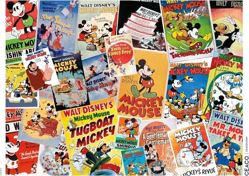 Ceaco - Vintage Mickey Mouse Poster Collage 1000 Piece Jigsaw Puzzle Challenging and Colorful Puzzle for Adults – Precision-Cut Pieces, Beautiful Artwork, and Hours of Relaxing Fun in Saudi Arabia
