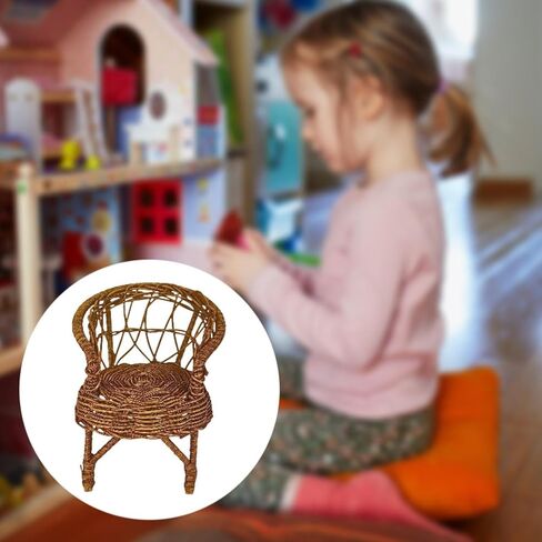 1:12 Doll House Rattan Chair Miniature Craft Ob11 Wicker Chair Accessories Simulated Toy in Kuwait