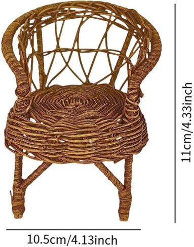 1:12 Doll House Rattan Chair Miniature Craft Ob11 Wicker Chair Accessories Simulated Toy in Kuwait