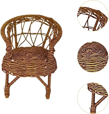 1:12 Doll House Rattan Chair Miniature Craft Ob11 Wicker Chair Accessories Simulated Toy in Kuwait