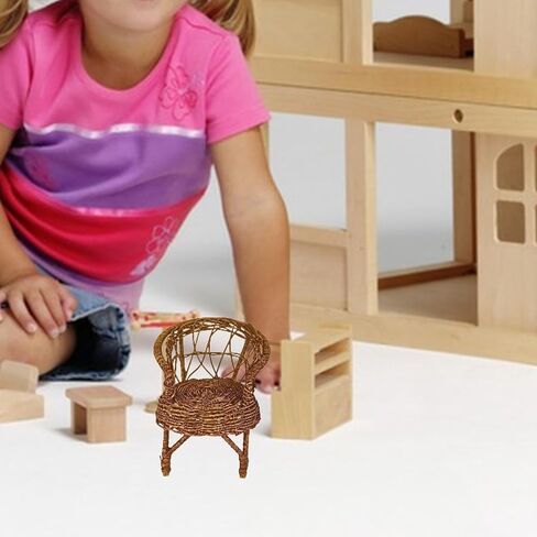 1:12 Doll House Rattan Chair Miniature Craft Ob11 Wicker Chair Accessories Simulated Toy in Kuwait