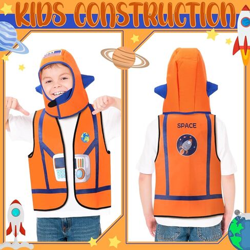 Panitay 2 Pcs Astronaut Costume for Kids Astronaut Helmet and Vest Role Play Party Supplies Outer Space Vest Hat Costume Set for Kids Birthday Summer Party in Saudi Arabia