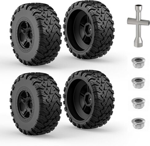 Hosim MAZEK 12mm Hex Rubber Wheels & Tires with Foam Insert for Traxxas 1/10 Rustler Stampede 2wd 4x4 vxl RC Cars wheel Replacement, for RIAARIO and for AMORIL 1/10 RC Car Tires 4.66 OD x 2.23 Width in Saudi Arabia