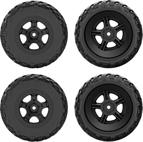 Hosim MAZEK 12mm Hex Rubber Wheels & Tires with Foam Insert for Traxxas 1/10 Rustler Stampede 2wd 4x4 vxl RC Cars wheel Replacement, for RIAARIO and for AMORIL 1/10 RC Car Tires 4.66 OD x 2.23 Width in Saudi Arabia