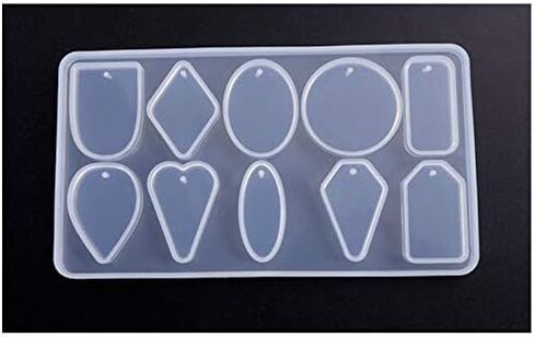 1 Pc Geometric Shapes Silicone Molds, Pendant Epoxy Resin Casting Molds for DIY Chocolate Candy Necklace UV Resin Epoxy Resin Pendant, 169x93mm, Hole: 1.5mm, Inner Size: 15-37mm in Saudi Arabia