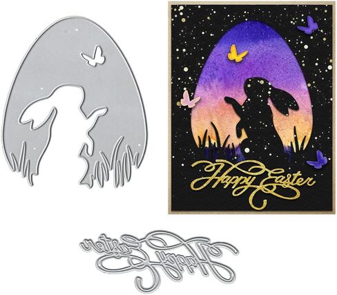 Easter Egg Rabbit Background Metal Cutting Dies for Card Making, Easter Blessing Words Die Cuts Embossing Stencil Template Tool for DIY Scrapbooking Paper Card and Photo Album Craft Decoration in Saudi Arabia