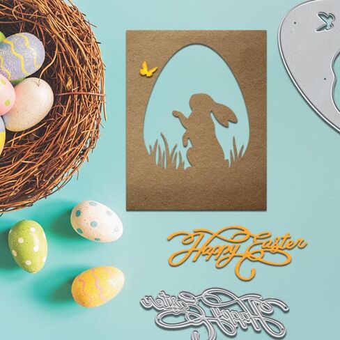 Easter Egg Rabbit Background Metal Cutting Dies for Card Making, Easter Blessing Words Die Cuts Embossing Stencil Template Tool for DIY Scrapbooking Paper Card and Photo Album Craft Decoration in Saudi Arabia