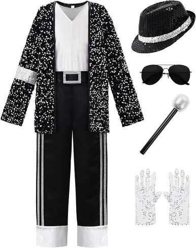 ReliBeauty boys girls 80s dance star costume 90s pop stage costume role play party for kids in Saudi Arabia