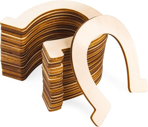 24 قطعة من قطع حدوة الحصان الخشبية غير المكتملة - شرائح خشبية يدوية الصنع لتزيين المنزل، والحرف اليدوية، وفنون حائط المزرعة، وديكور العطلات in Kuwait