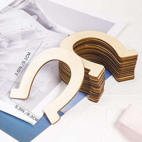 24 قطعة من قطع حدوة الحصان الخشبية غير المكتملة - شرائح خشبية يدوية الصنع لتزيين المنزل، والحرف اليدوية، وفنون حائط المزرعة، وديكور العطلات in Kuwait