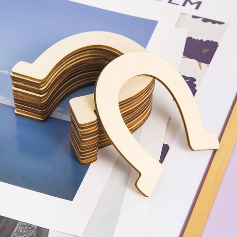 24 قطعة من قطع حدوة الحصان الخشبية غير المكتملة - شرائح خشبية يدوية الصنع لتزيين المنزل، والحرف اليدوية، وفنون حائط المزرعة، وديكور العطلات in Kuwait