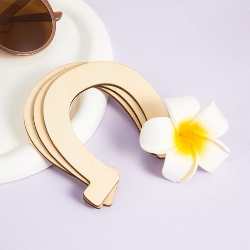 24 قطعة من قطع حدوة الحصان الخشبية غير المكتملة - شرائح خشبية يدوية الصنع لتزيين المنزل، والحرف اليدوية، وفنون حائط المزرعة، وديكور العطلات in Kuwait