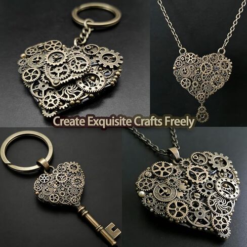 300 Gram Bulk Mixed Antique Bronze Steampunk Gear Charms - Assorted Metal Clock Watch Cog Wheels Pendants for DIY Necklace Bracelet Jewelry Making & Crafting in Saudi Arabia