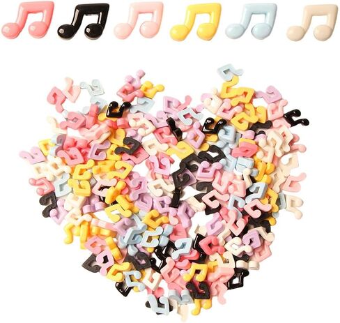 Acxico 100pcs Vibrant Mini Resin Music Notes - Glossy Flat Back Charms, Ideal for DIY Jewelry, Scrapbooking, Crafts & Accessories in Saudi Arabia