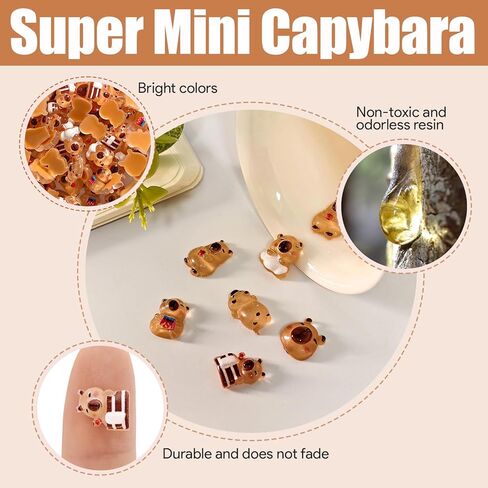 240 قطعة من أشكال كابيبارا الصغيرة، حيوانات صغيرة من الراتنج، سحر كابيبارا من الراتنج المصغر للحرف اليدوية، سحر الأظافر، تزيين المناظر الطبيعية الصغيرة، أعلى كعكة كابيبارا in Kuwait