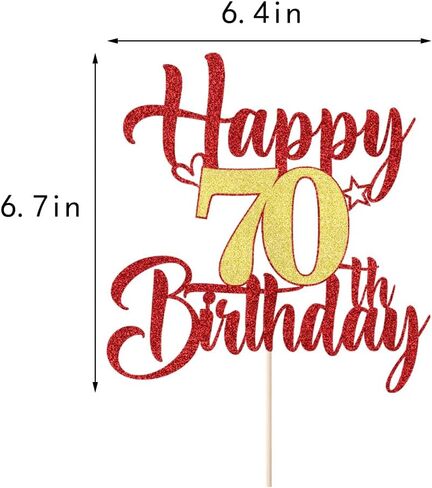 الذهب الأحمر 70th كعكة عيد ميلاد توبر بريق سعيد 70th كعكة عيد ميلاد توبر 70th حفلة عيد ميلاد كعكة زينة كابينة تصوير الدعائم in Kuwait