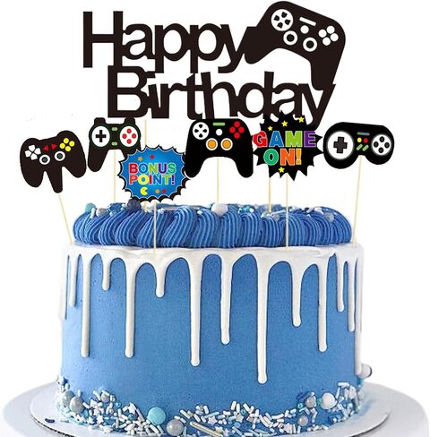 13 Pcs Video Game Cake Topper,Game Controller Happy Birthday Cake Topper, Black Gamepad Cake Toppers for Game Themed Parties Birthday Party Cake Toppers in Kuwait