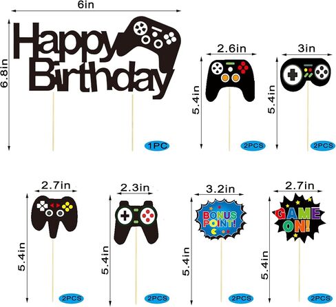 13 Pcs Video Game Cake Topper,Game Controller Happy Birthday Cake Topper, Black Gamepad Cake Toppers for Game Themed Parties Birthday Party Cake Toppers in Kuwait