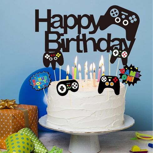 13 Pcs Video Game Cake Topper,Game Controller Happy Birthday Cake Topper, Black Gamepad Cake Toppers for Game Themed Parties Birthday Party Cake Toppers in Kuwait