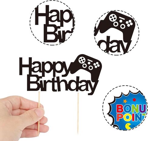 13 Pcs Video Game Cake Topper,Game Controller Happy Birthday Cake Topper, Black Gamepad Cake Toppers for Game Themed Parties Birthday Party Cake Toppers in Kuwait