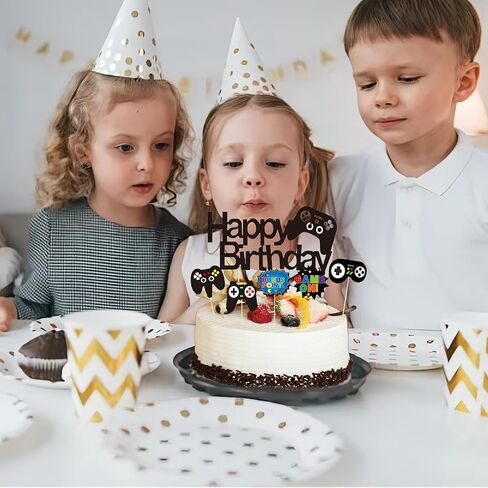 13 Pcs Video Game Cake Topper,Game Controller Happy Birthday Cake Topper, Black Gamepad Cake Toppers for Game Themed Parties Birthday Party Cake Toppers in Kuwait