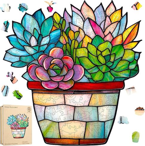 MYS A·U·R Heart Succulent Puzzles for Adults 200 Pieces, 5MM Thick Unique Shaped Flower Jigsaw Puzzles Birthday Gifts for Kids Family Game 11.8 * 12.6inch in Saudi Arabia