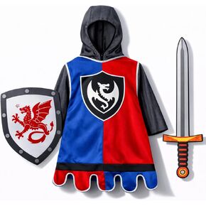Liberty Imports Kids Knight Costume Dress Up Set with Hood and Cloak, Soft Foam Sword and Shield Medieval Pretend Play Armor Outfit Kids, Dragon Knight Outfit for Dress Up in Saudi Arabia