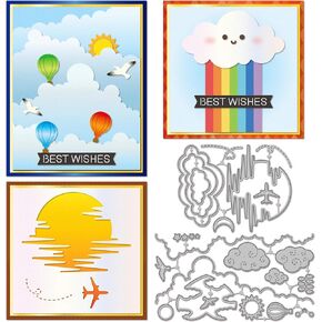 GLOBLELAND Clouds Frames Cutting Dies for Card Making Bird Sunset Borders Die Cuts Stars Moons Hot Air Balloon Metal Die Cut Dies for DIY Scrapbooking Embossing Photo Album Craft Decor in Saudi Arabia