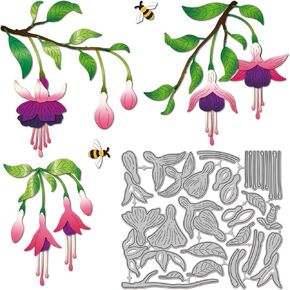 قوالب قطع الزهور الفوشيا من GLOBLELAND لصنع البطاقات ونباتات النحل قطع معدنية مقطوعة في حديقة الربيع وأوراق الشجر الزهرية من أجل ديكور قصاصات الورق والحرف اليدوية in Kuwait